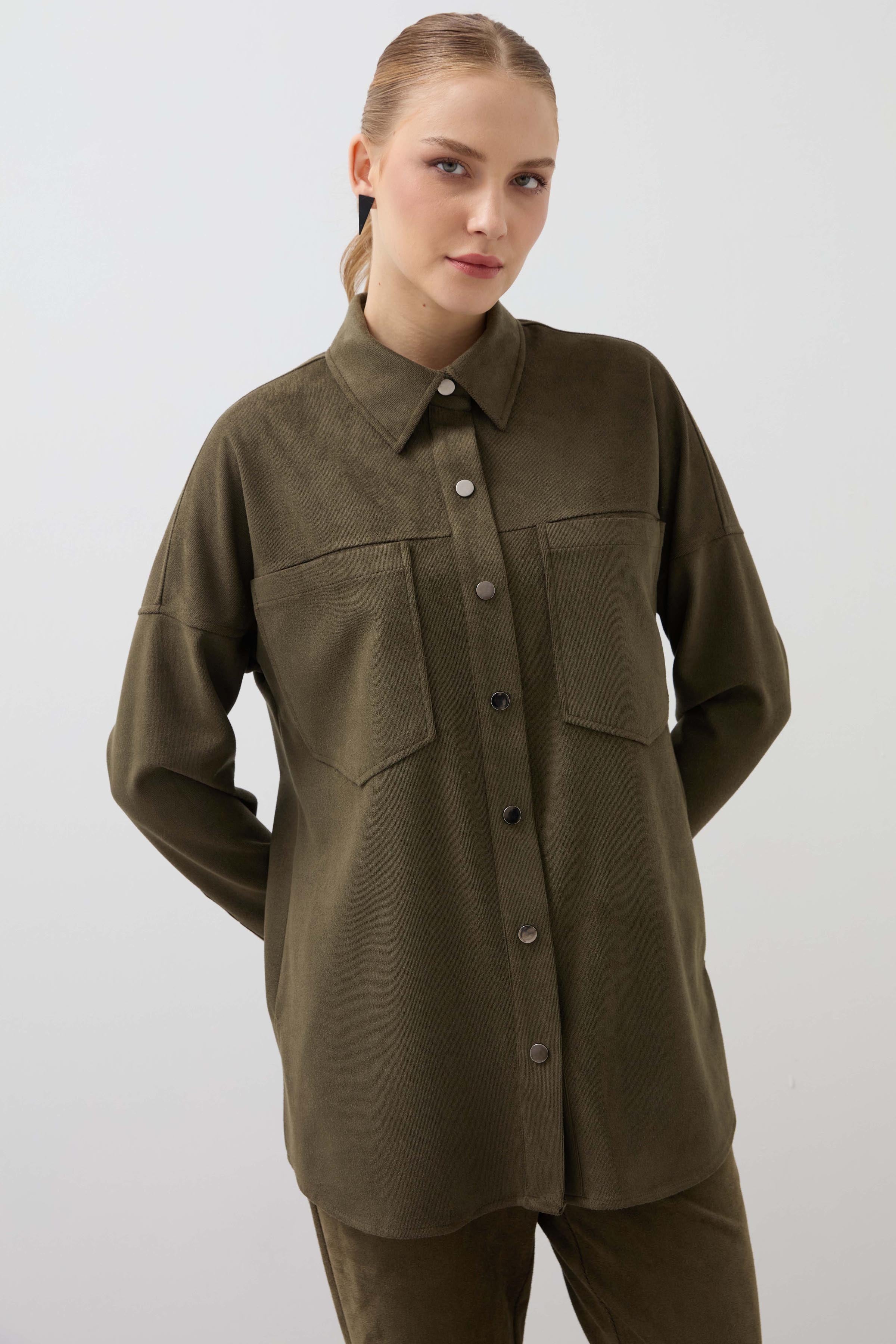 Snap-On Double Pocket Shirt - Khaki