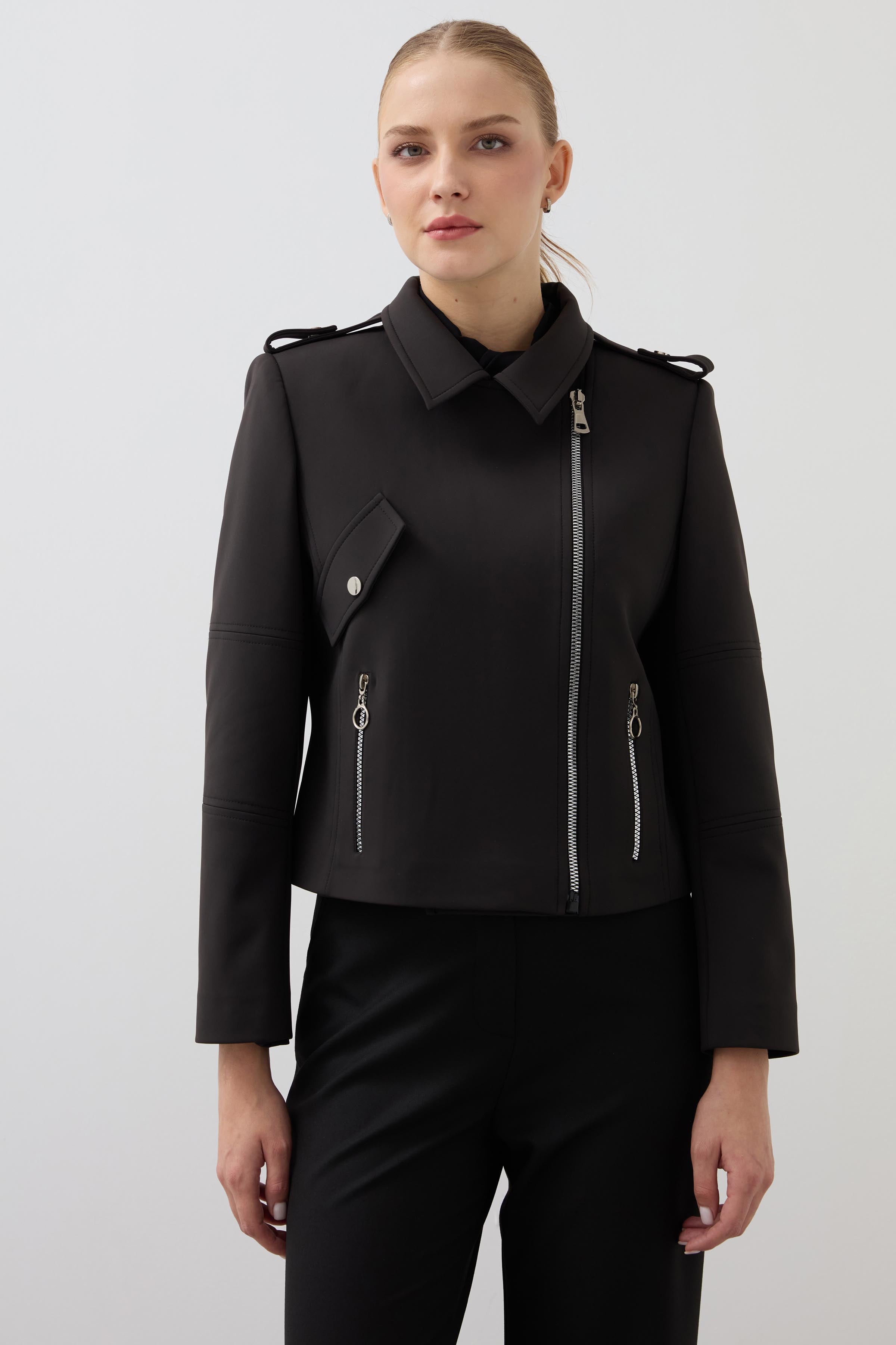 Zippered Lycra Coat - Black
