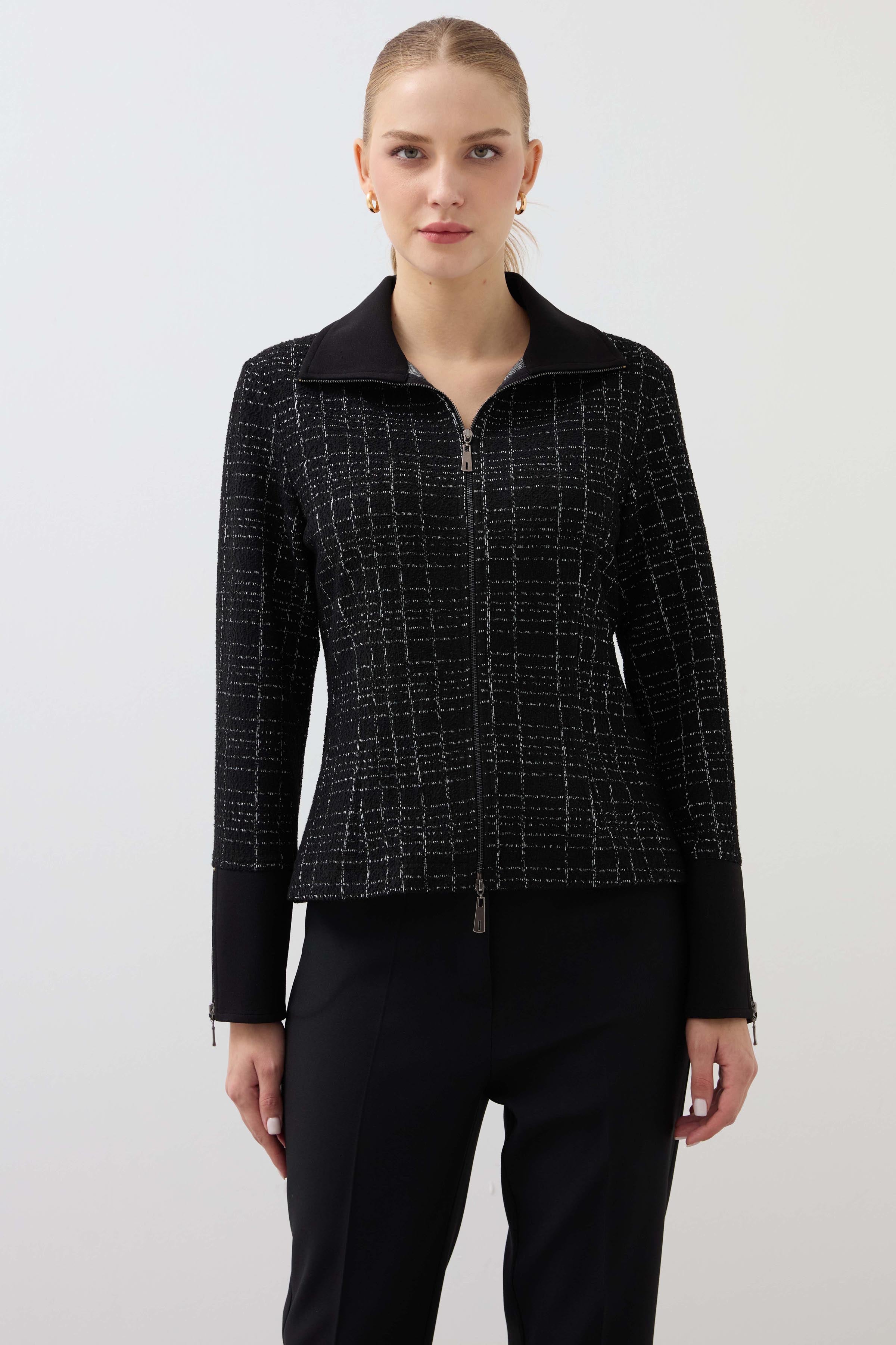 Zippered Leather Jacket - Black