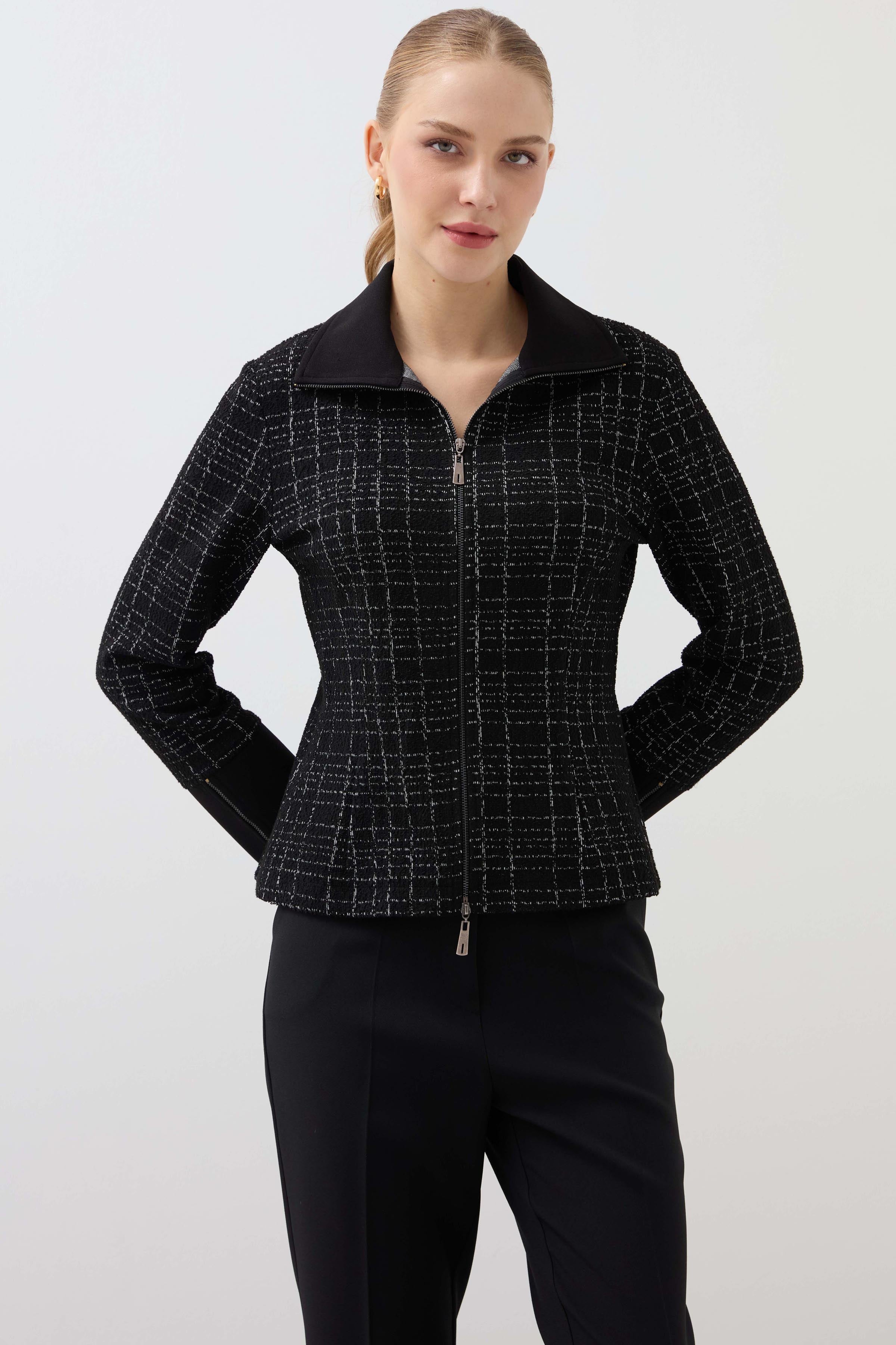 Zippered Leather Jacket - Black