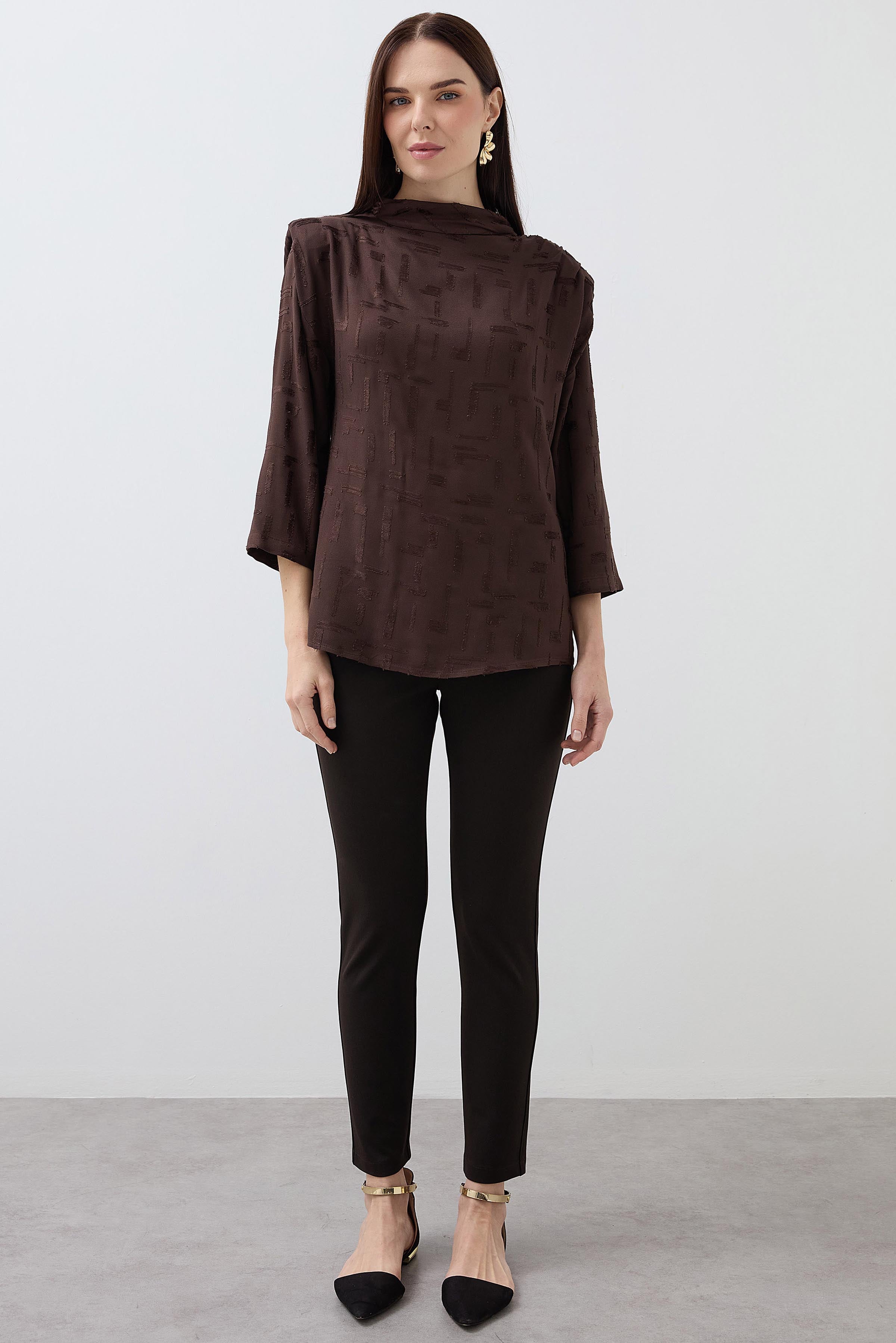 Five Pocket Cotton Skinny Leg Trousers - Brown