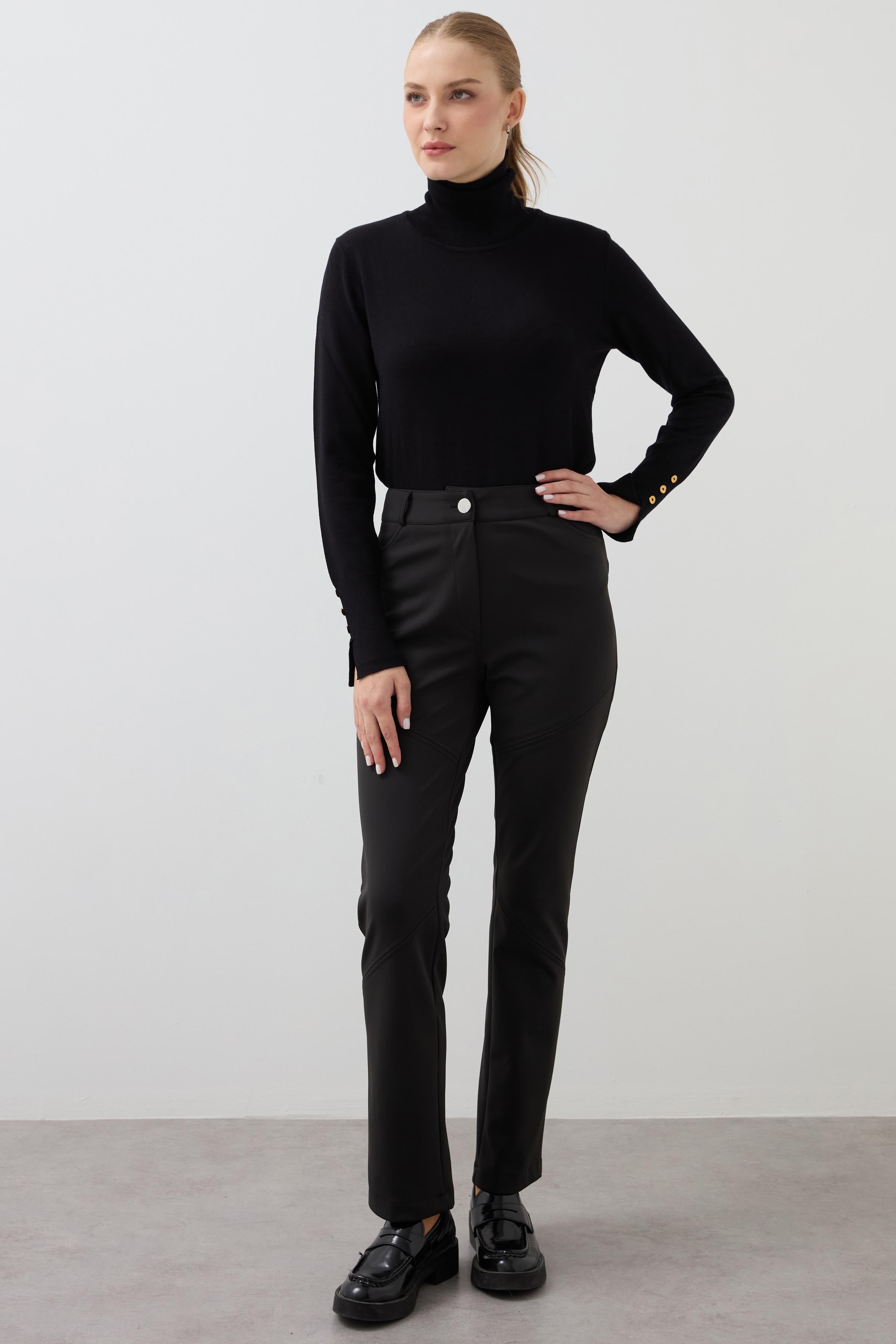 Five Pocket Lycra Trousers - Black