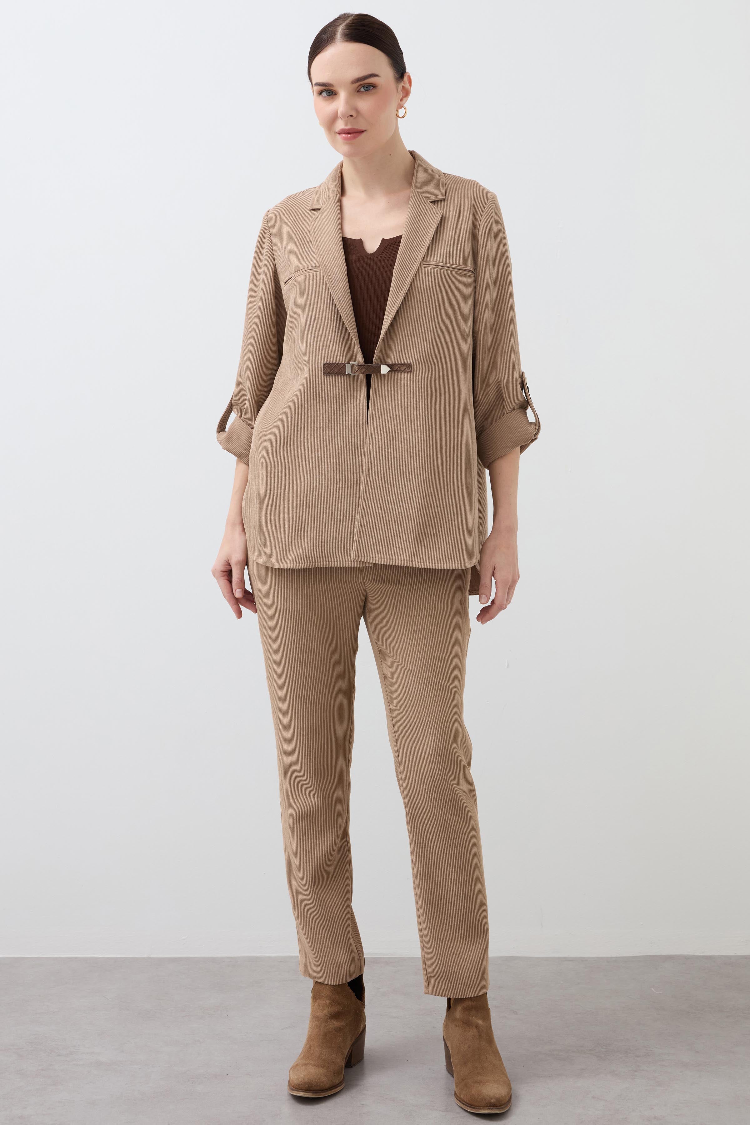 Velvet Carrot Trousers - Mink