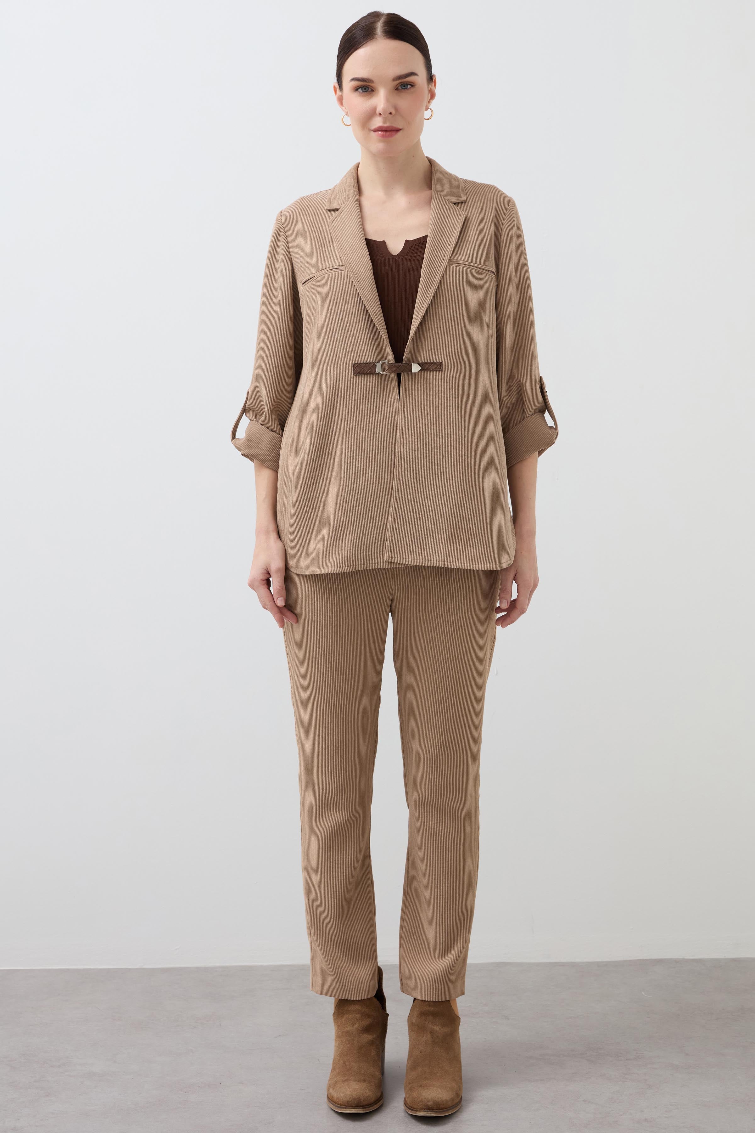 Velvet Carrot Trousers - Mink