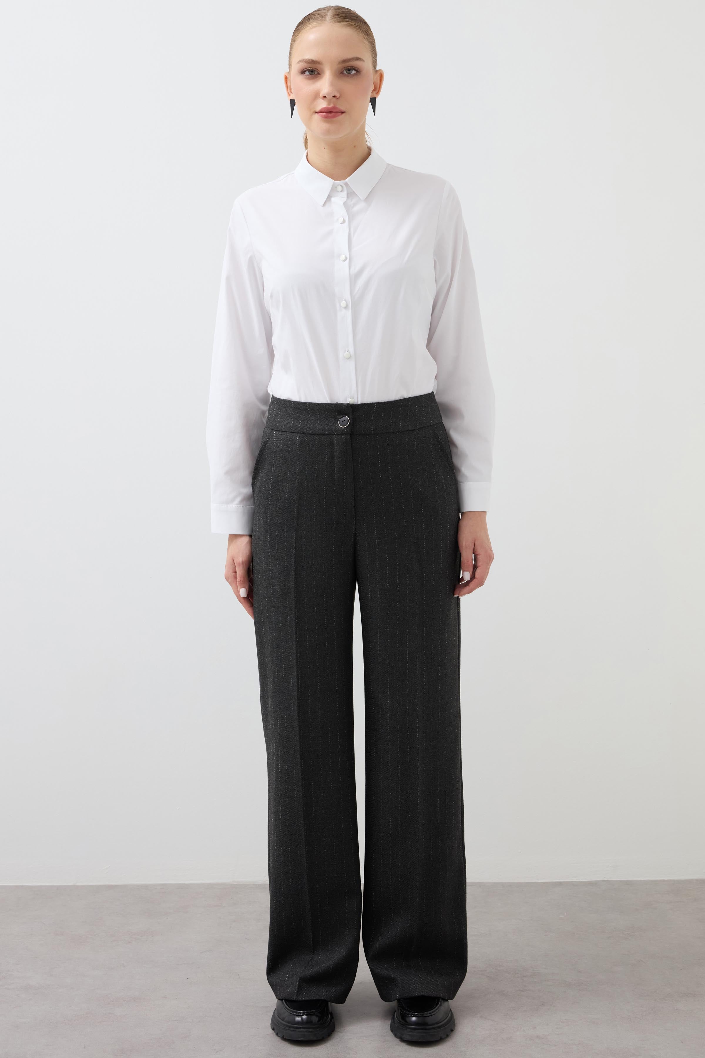 Palazo Striped Trousers - Anthracite