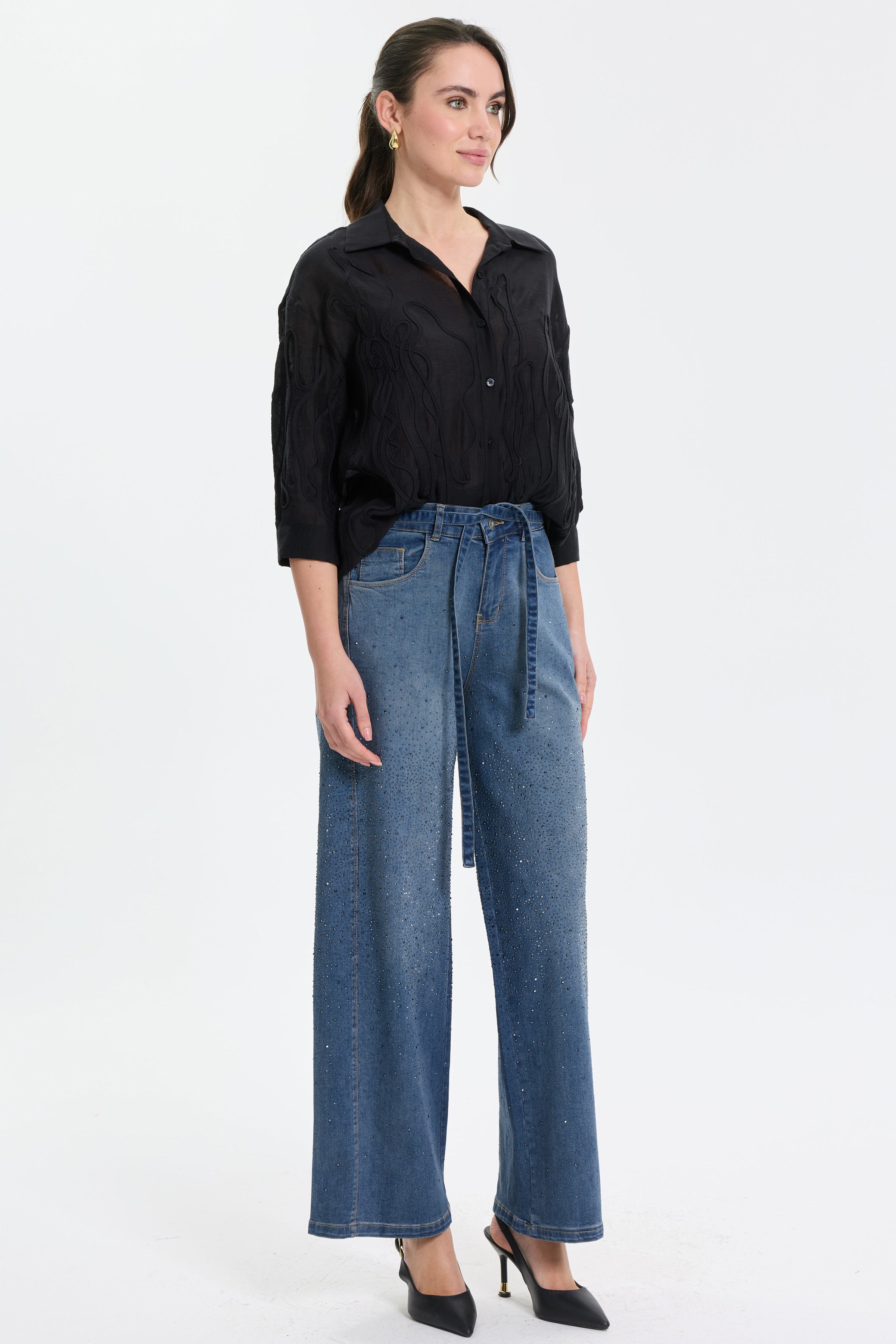Crystal Touch Denim Pantolon - Mavi