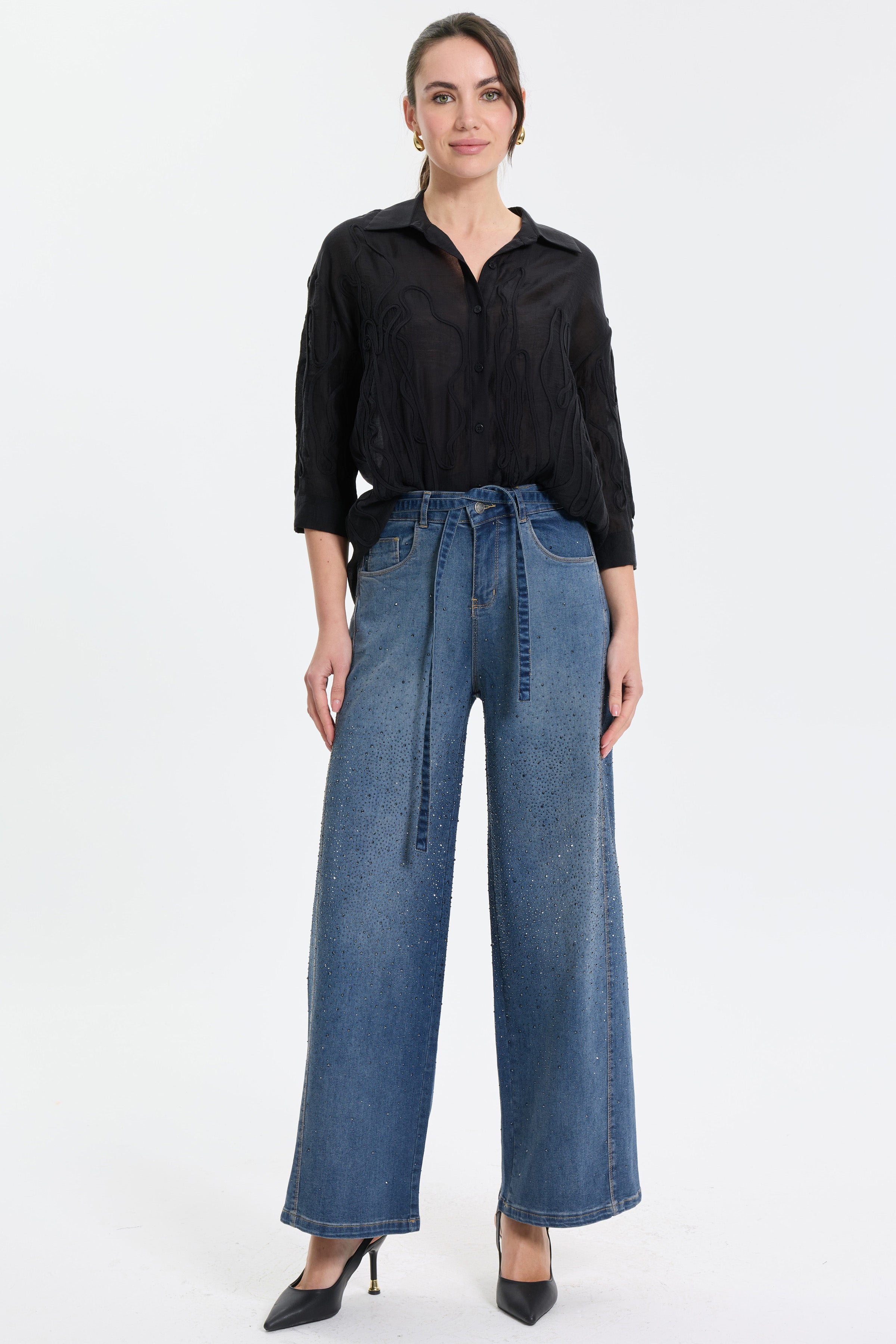 Crystal Touch Denim Pantolon - Mavi