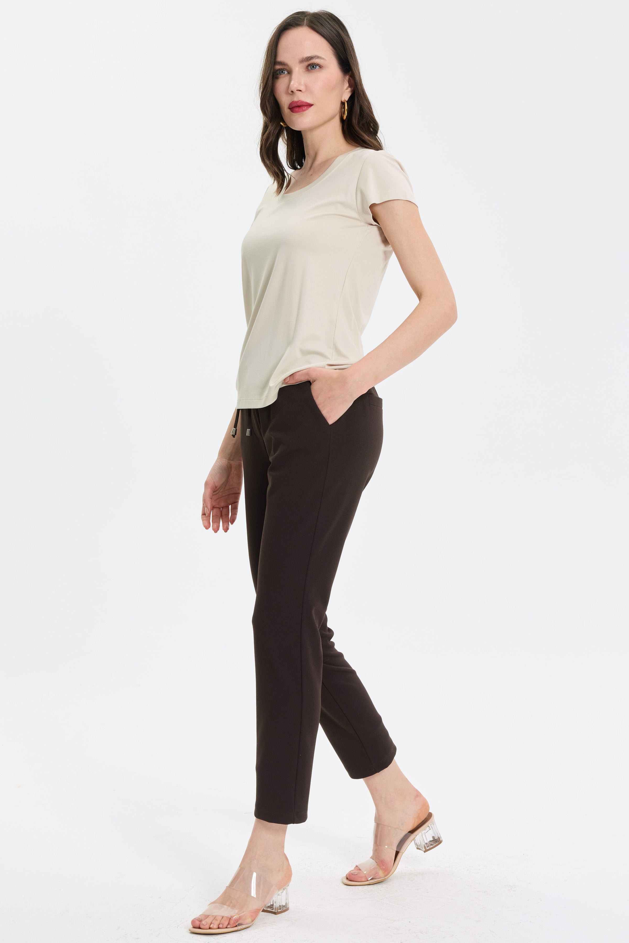 Lastik Bel Comfort Pantolon - Kahve