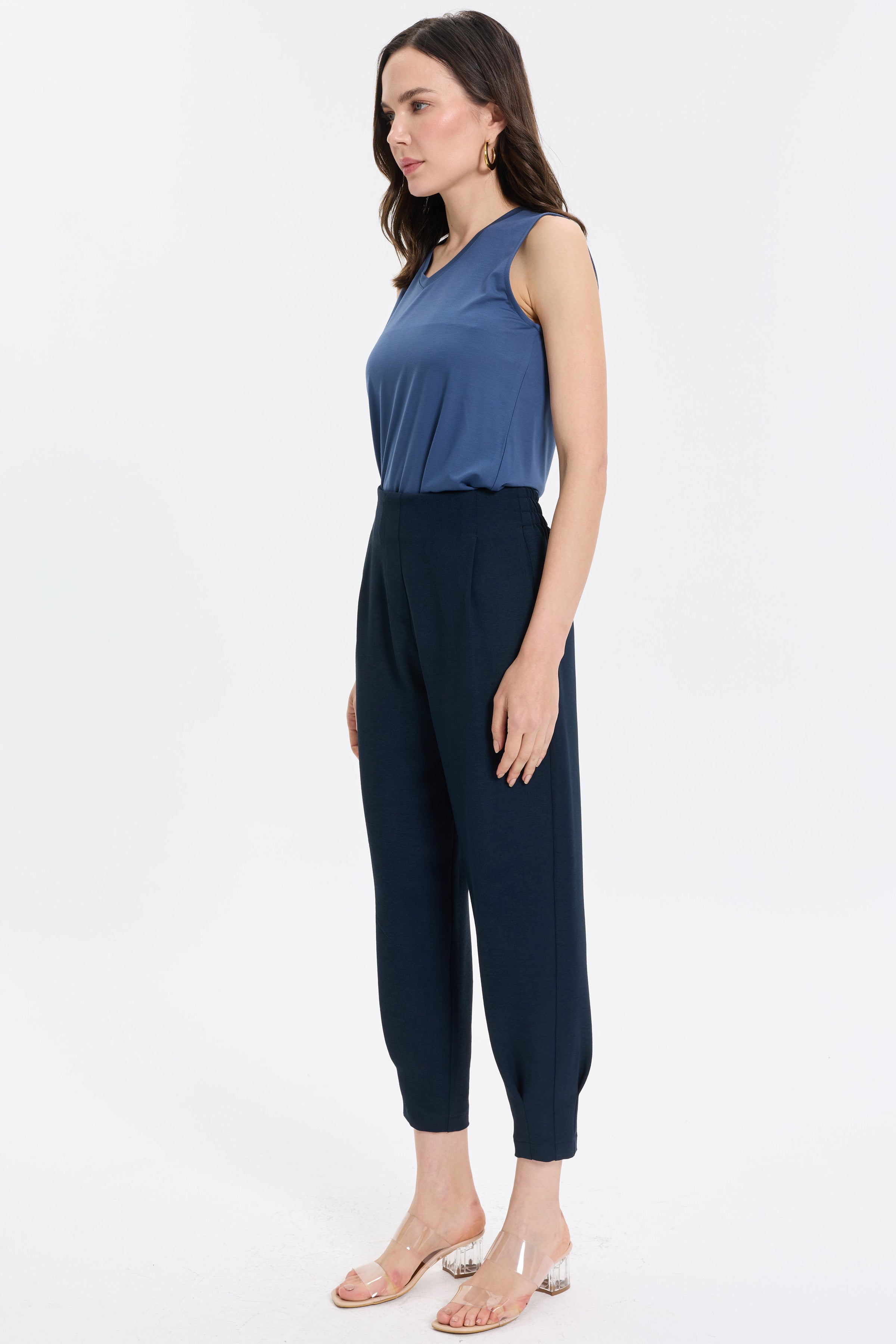 Lastik Bel Confort Fit Pantolon - Lacivert