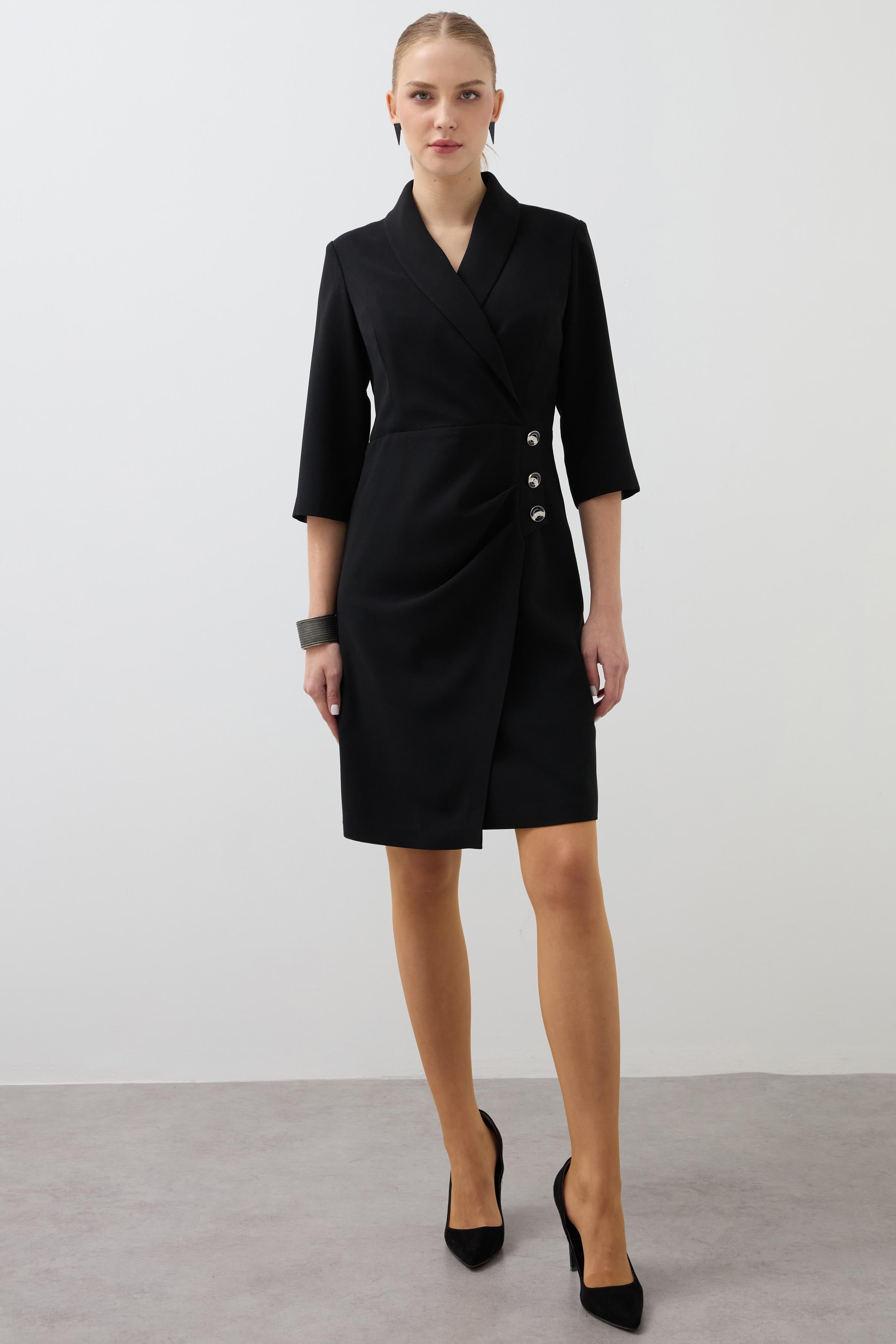 Lycra Dress with Zipper Detail - Black