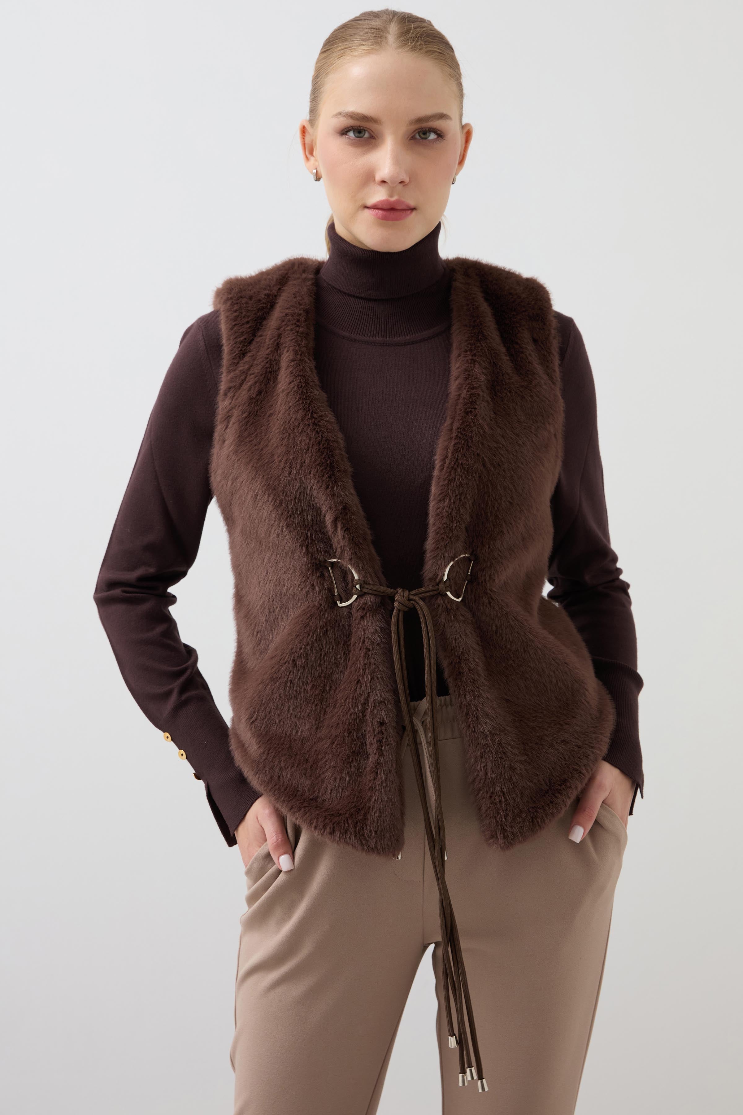 Short Fur Vest - Brown