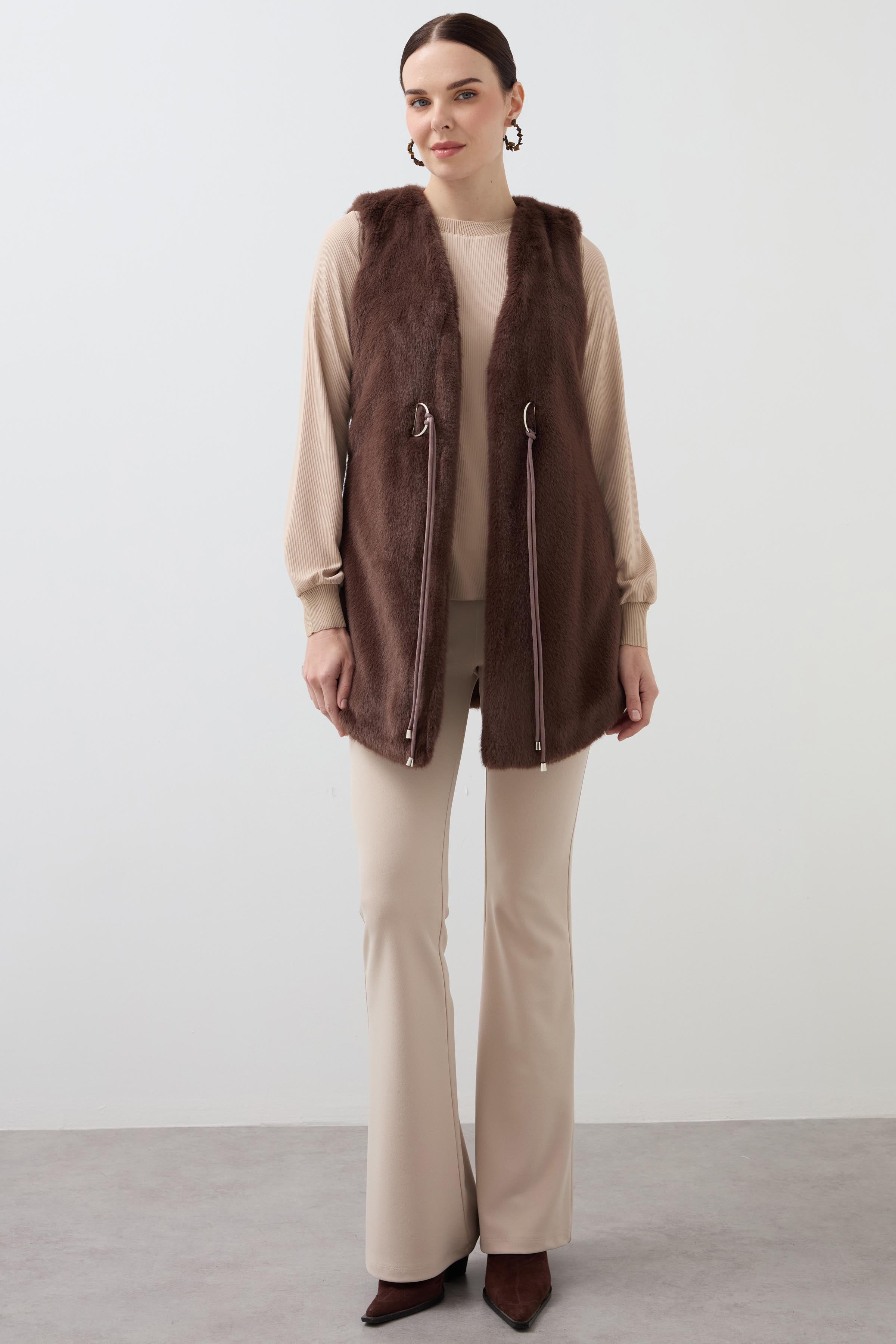 Long Fur Vest - Brown