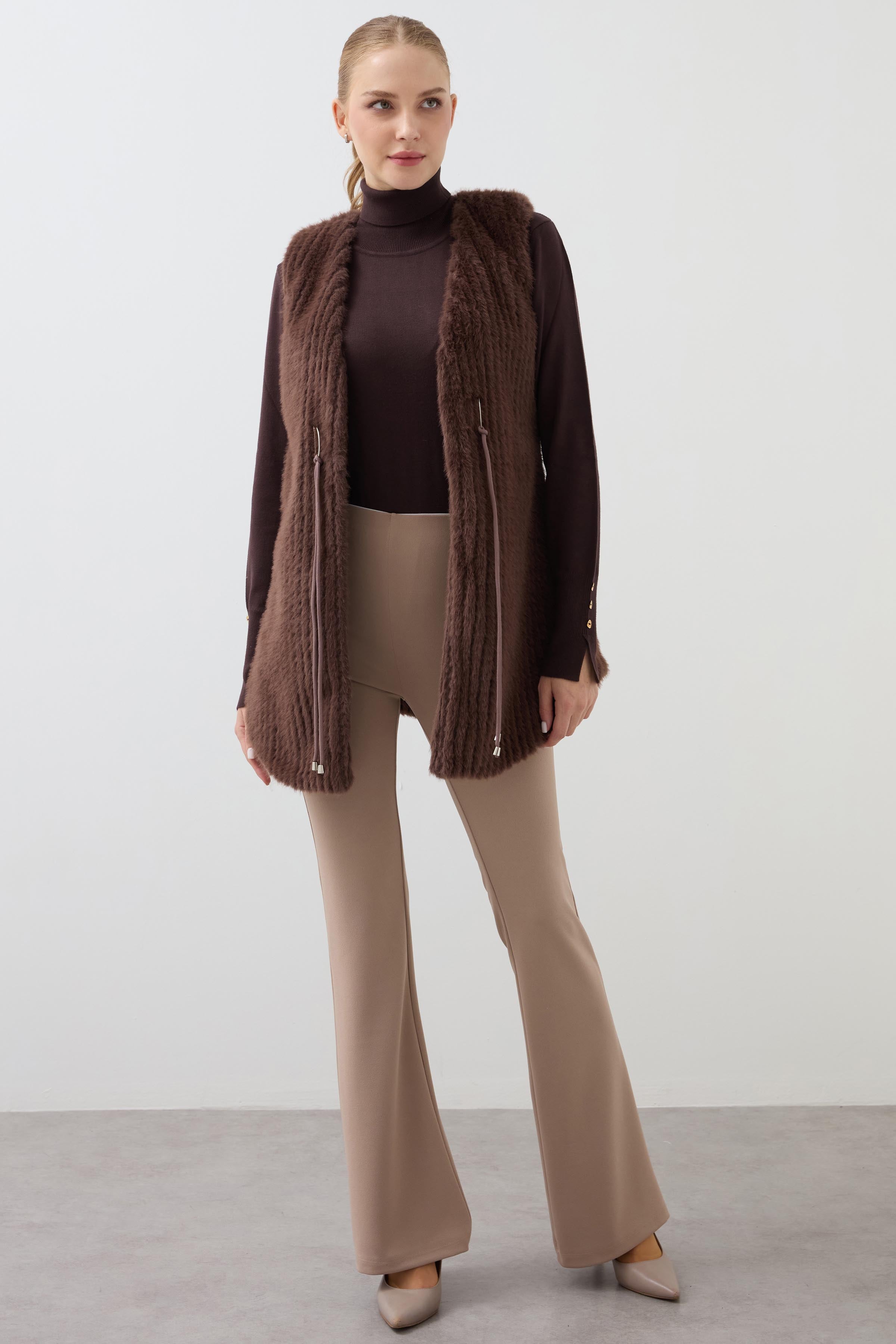 Bell-bottom Trousers - Almond